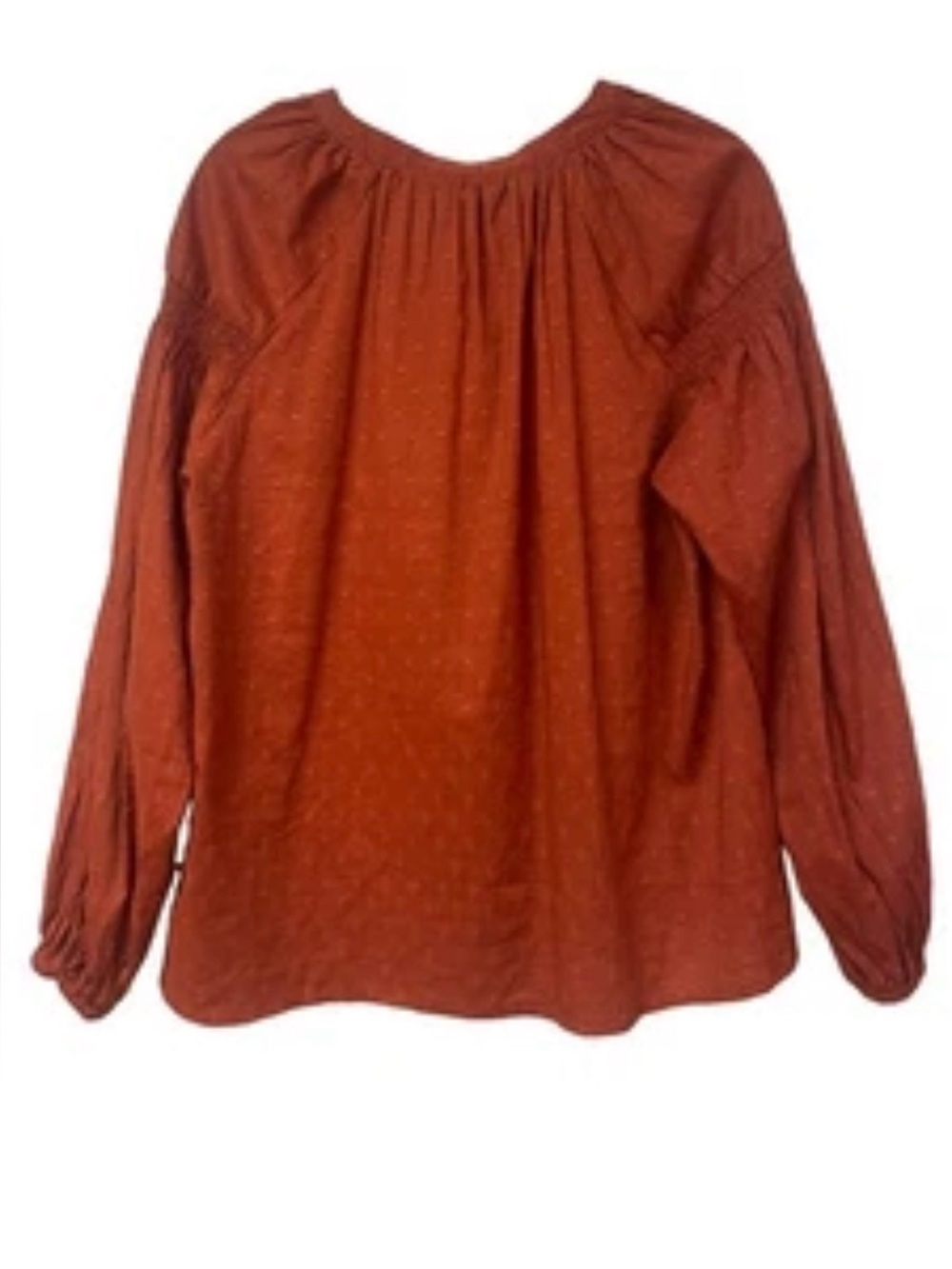 Allen Solly Rust Brown Self-Design Mandarin Collar Blouse Top Size L NWT - Picture 10 of 11